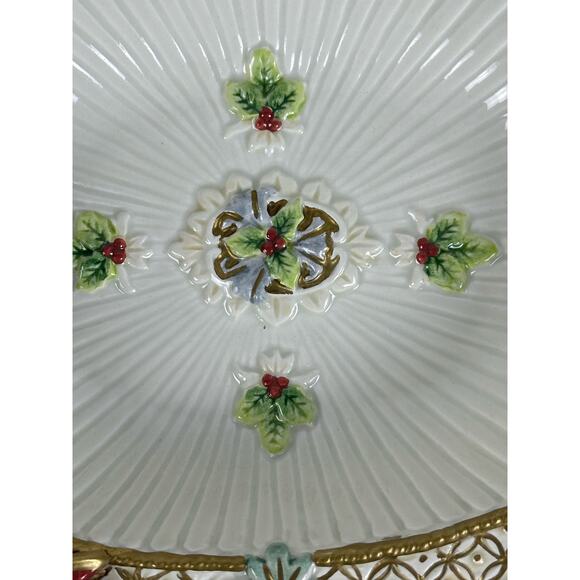 Fitz and Floyd Classics Christmas Florentine Oval Bowl 10” x 8” in Box-Excellent - Picture 4 of 11